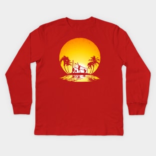Sunset Beach Volleyball Kids Long Sleeve T-Shirt